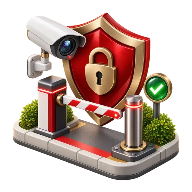 My Home Hoskote controlled entrance with surveillance equipment, barrier gate and access point